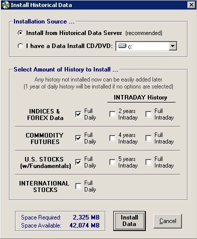 Historical Data Dialog Box